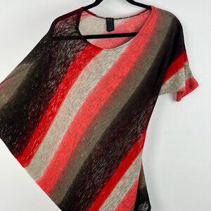 Sienna 21 Top Blouse Size M Multicolor Sleeve 3/4 & Short Sheer Stripped